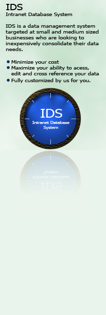 IDS - Intranet Database System. IDS is a data management system targeted at small and medium sized businesses who are looking to inexpensively consolidate their data needs.